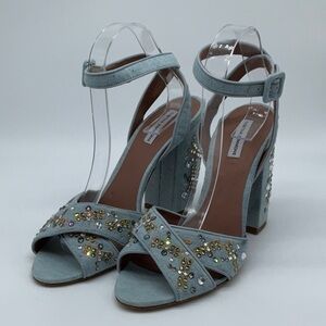 Tabitha Simmons Light Denim/Gold Dragonfly Heels